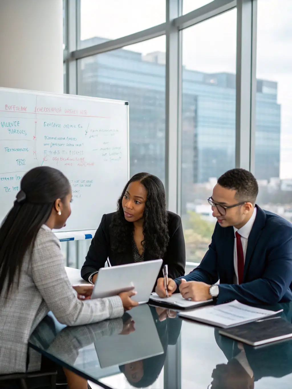 An image of a diverse team of financial advisors collaborating, representing a holistic approach to financial growth.
